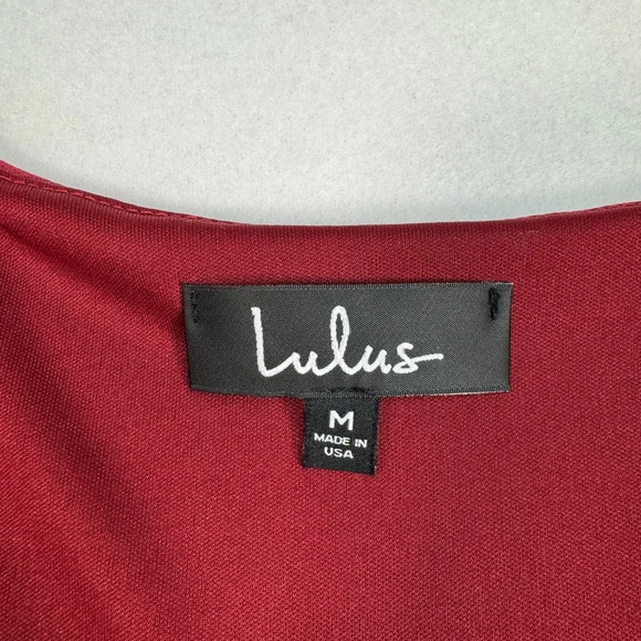 Lulus Sheer Split Long Sleeve Maroon Mini Dress Womens Size Medium Lined - Picture 2 of 10